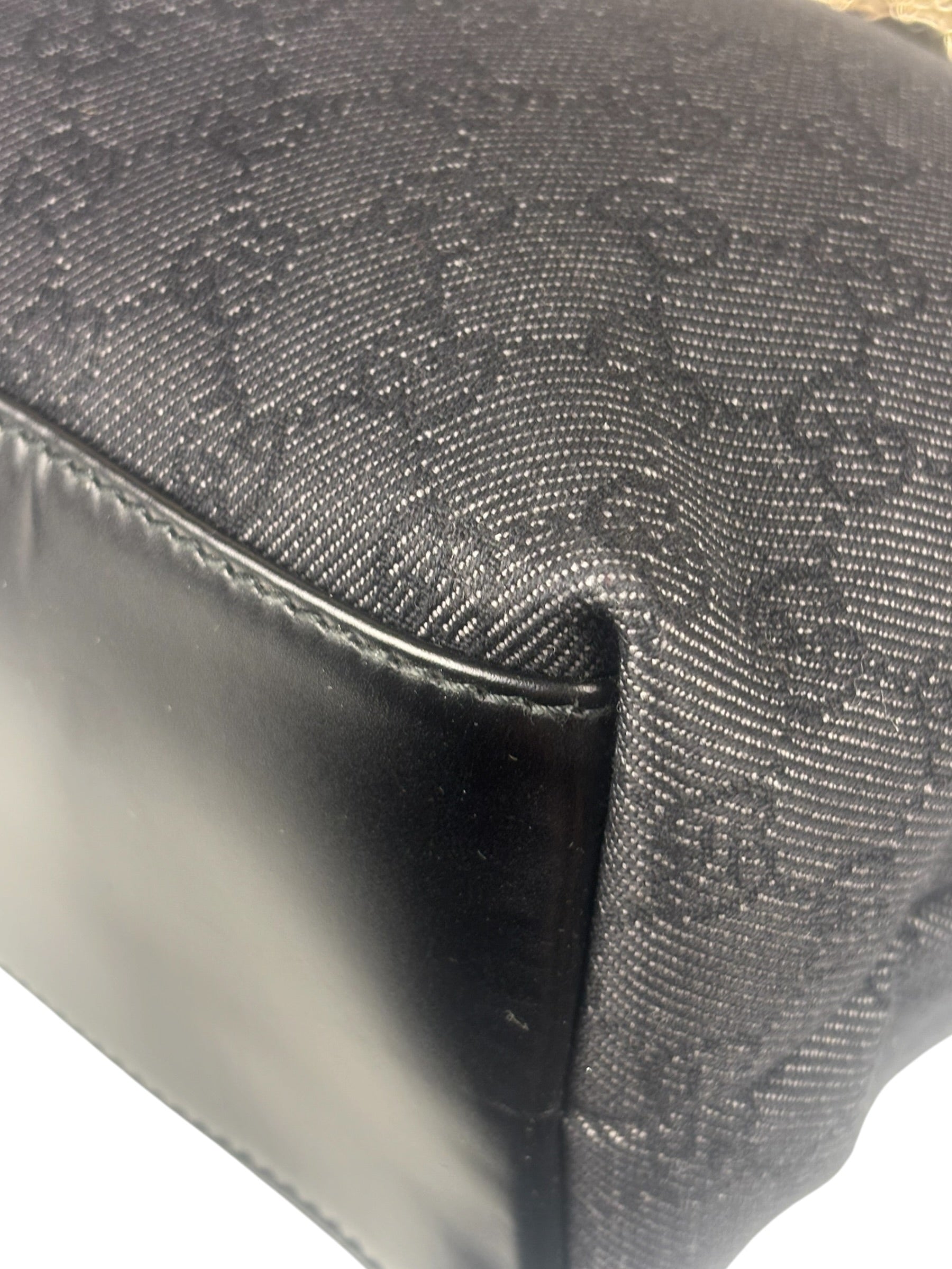 Gucci GG Black Canvas Capri Chain Tote Bag