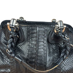 Chloé Vintage Black Leather Python Silverado Shoulder Bag