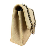 Chanel Vintage Beige Jersey Quilted Classic Flap Bag