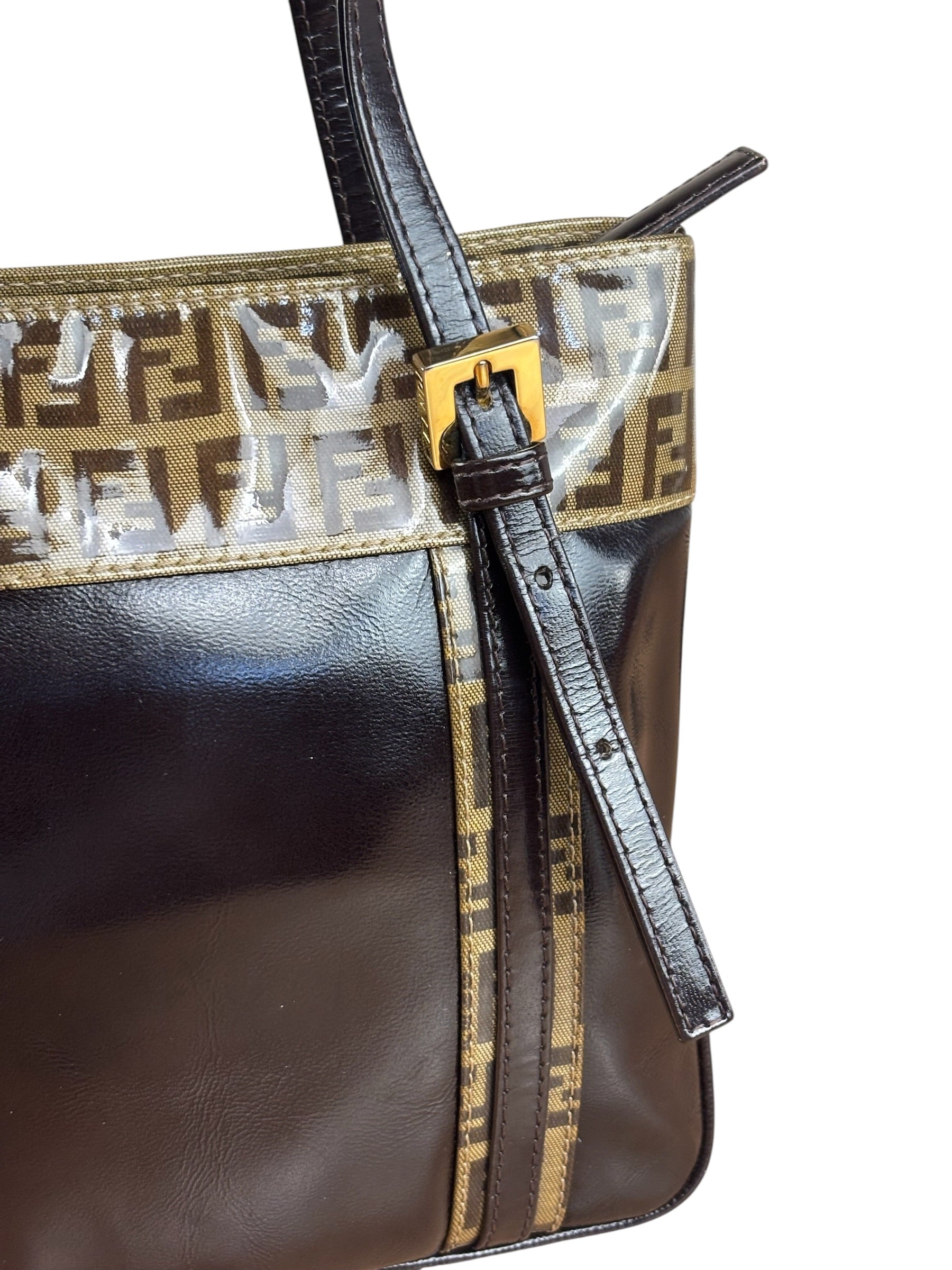 Fendi Vintage Zucca Patent Canvas Tote Bag