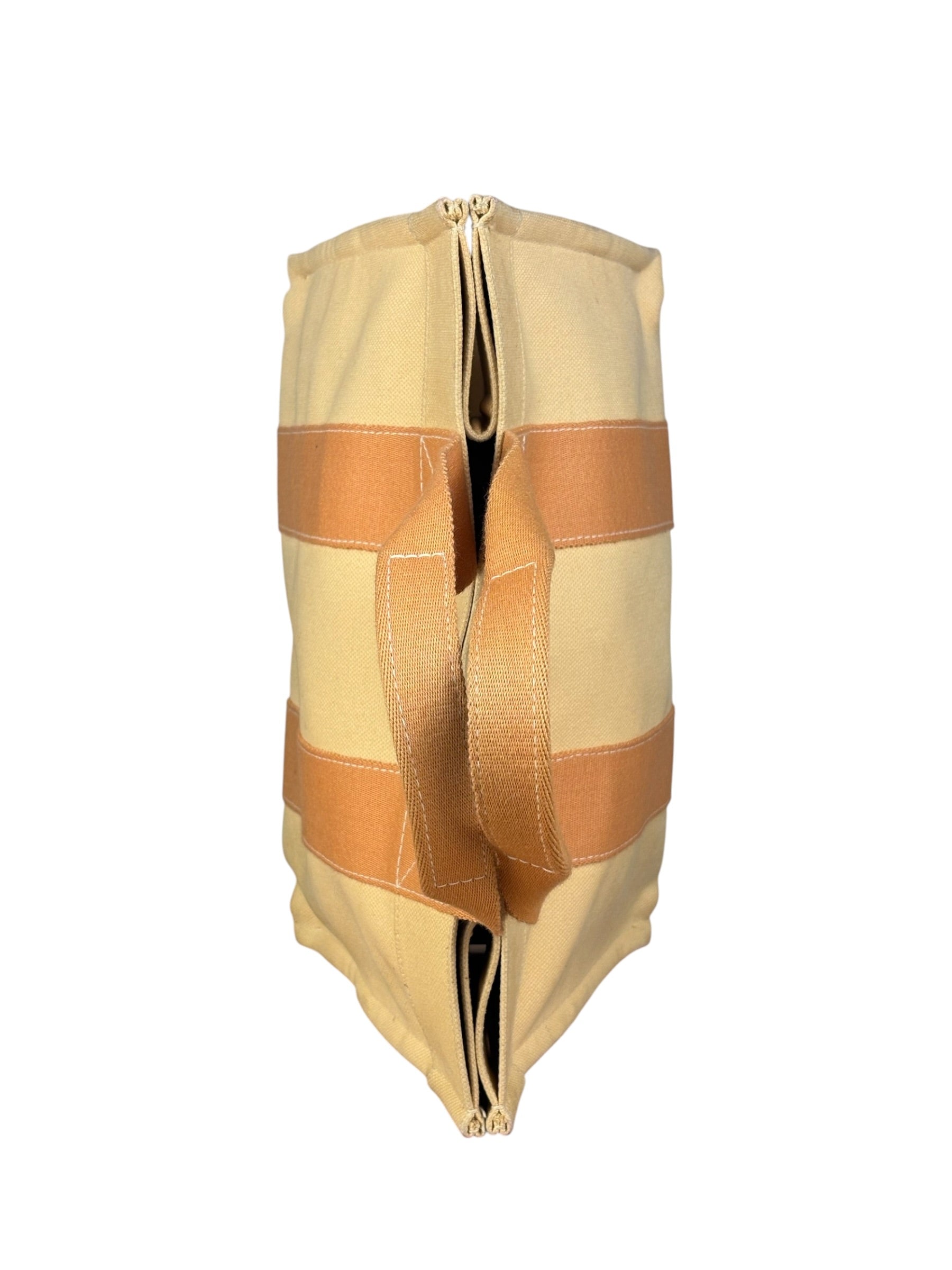 Hermes Bicolor Woven Cotton Bora Bora Canvas Tote Bag PM