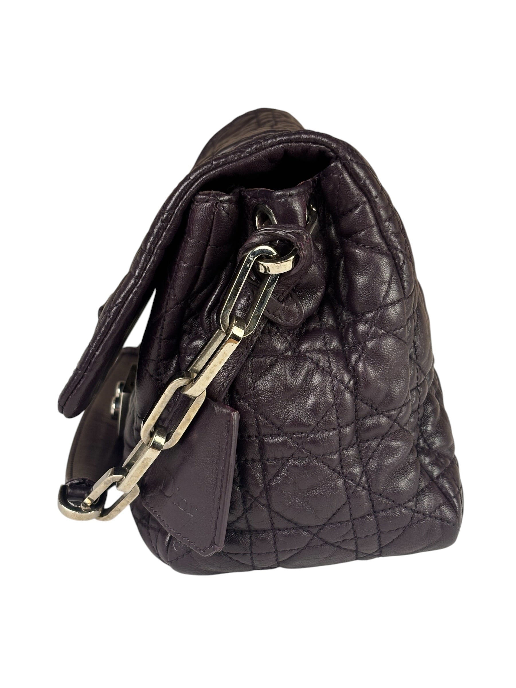Christian Dior Purple Quilted Leather Flap Bag