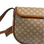 Celine Vintage Beige Leather Trim Macadam Mini Crossbody