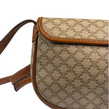 Celine Vintage Beige Leather Trim Macadam Mini Crossbody