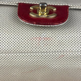 Chanel Beige Perforated Leather CC Flap Bag 2001
