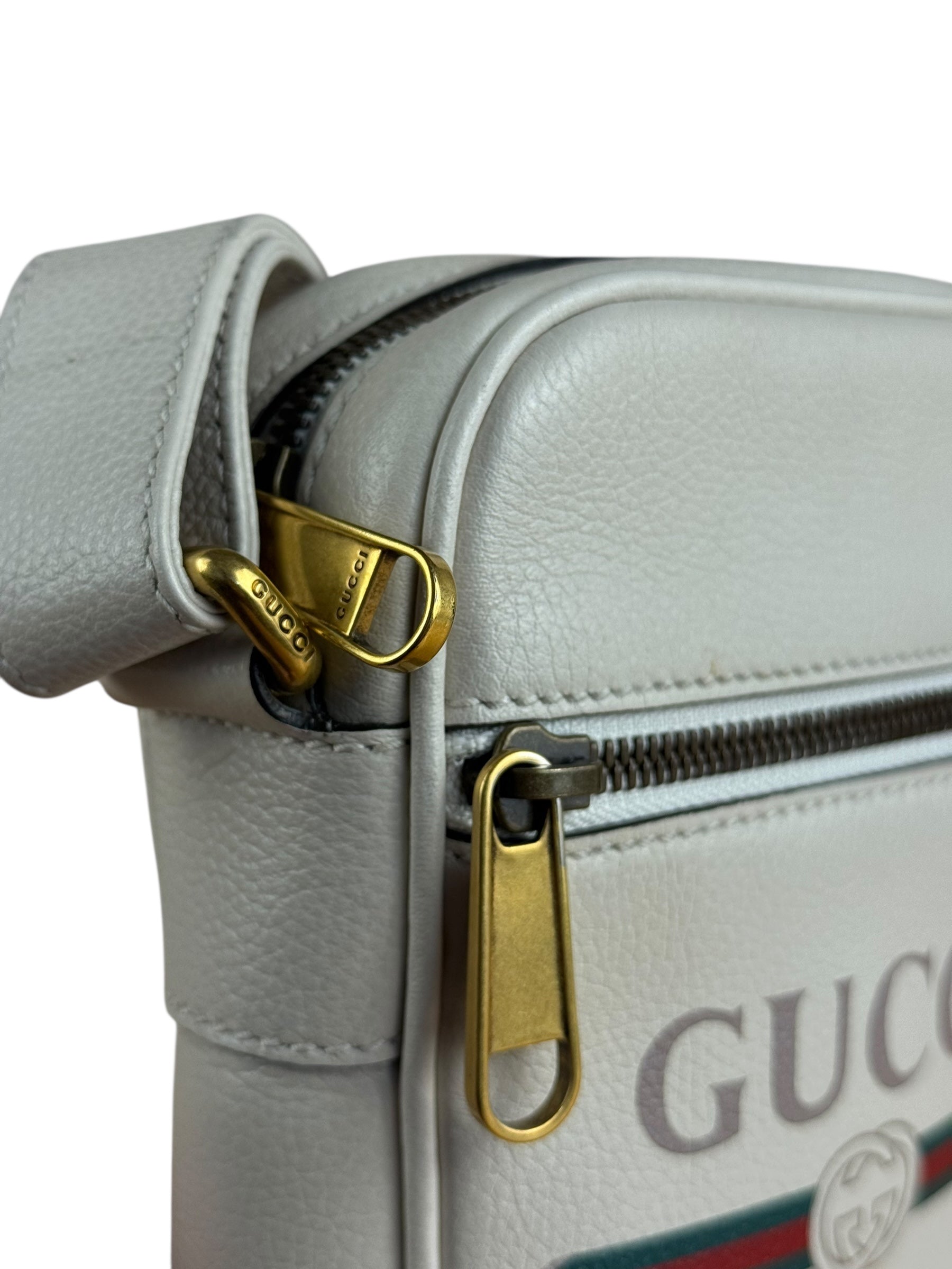 Gucci White Grained Sherry Leather Crossbody