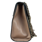 Gucci Peach Leather Trim GG Canvas Emily Chain Flap Shoulder Bag