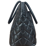 Chanel Vintage CC Black Quilted Caviar Leather Medallion Tote Bag 2002