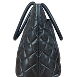 Chanel Vintage CC Black Quilted Caviar Leather Medallion Tote Bag 2002
