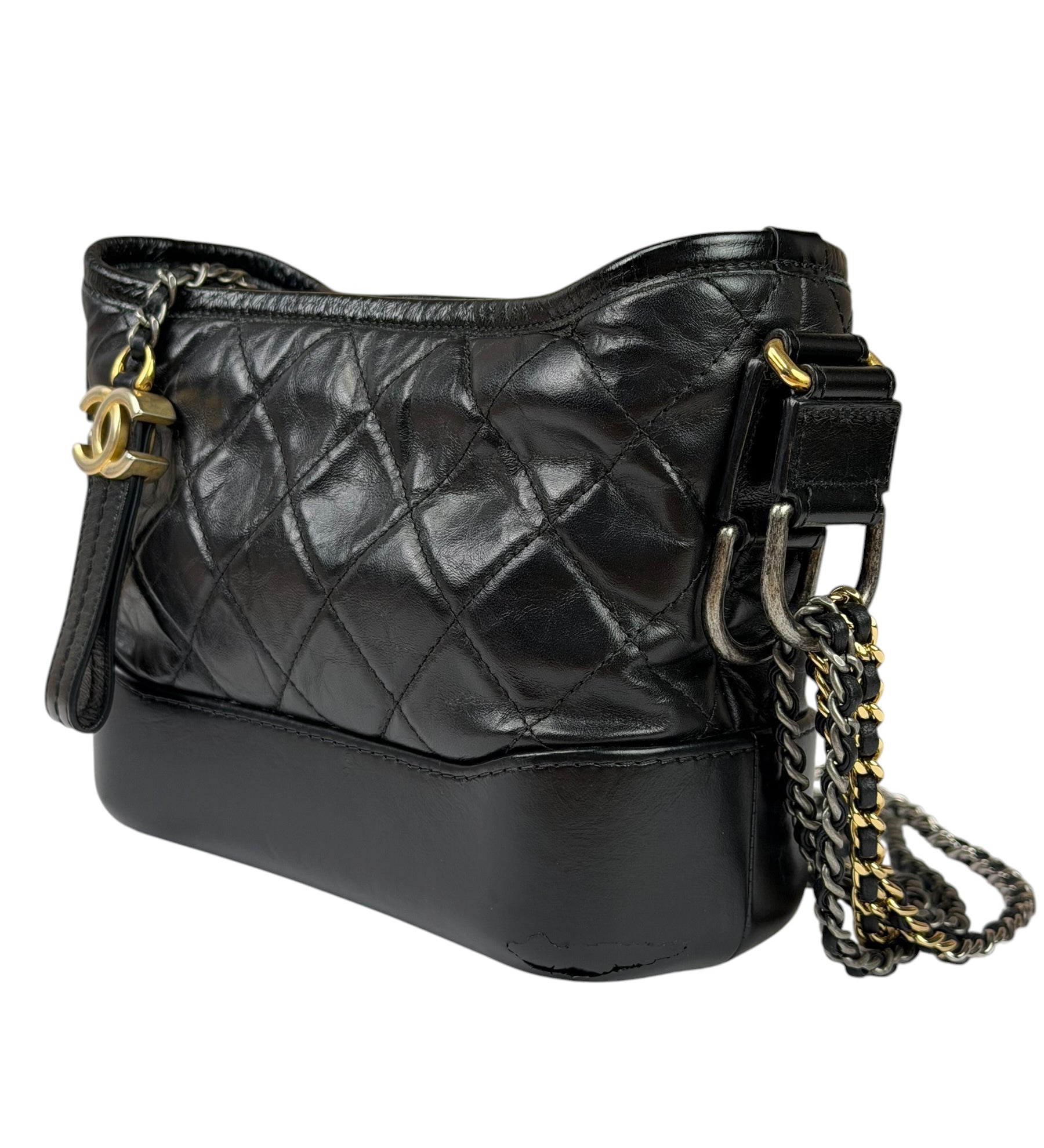 Chanel Black Quilted Leather Small Gabrielle Hobo Bag 2019
