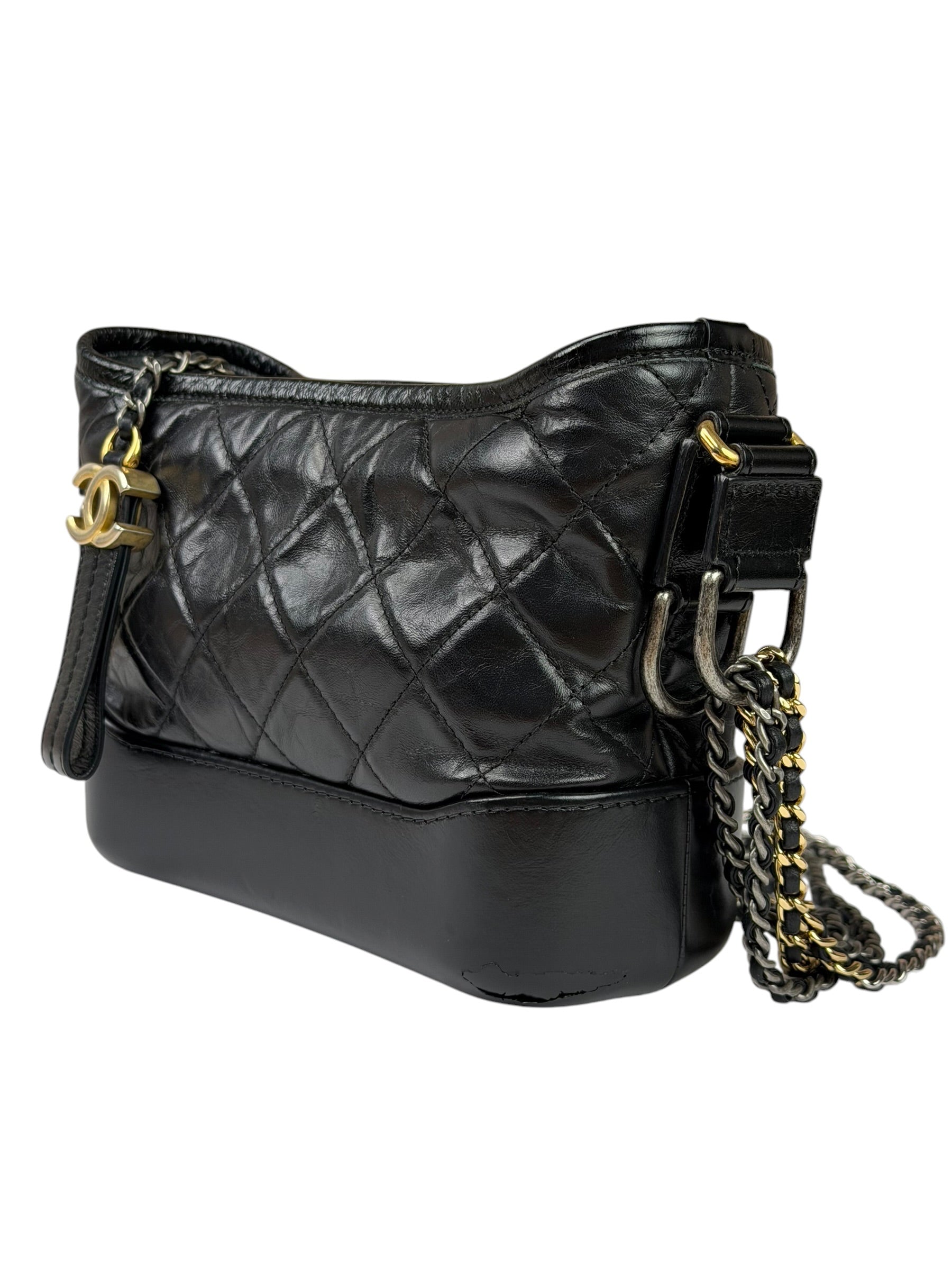 Chanel Black Quilted Leather Small Gabrielle Hobo Bag 2019
