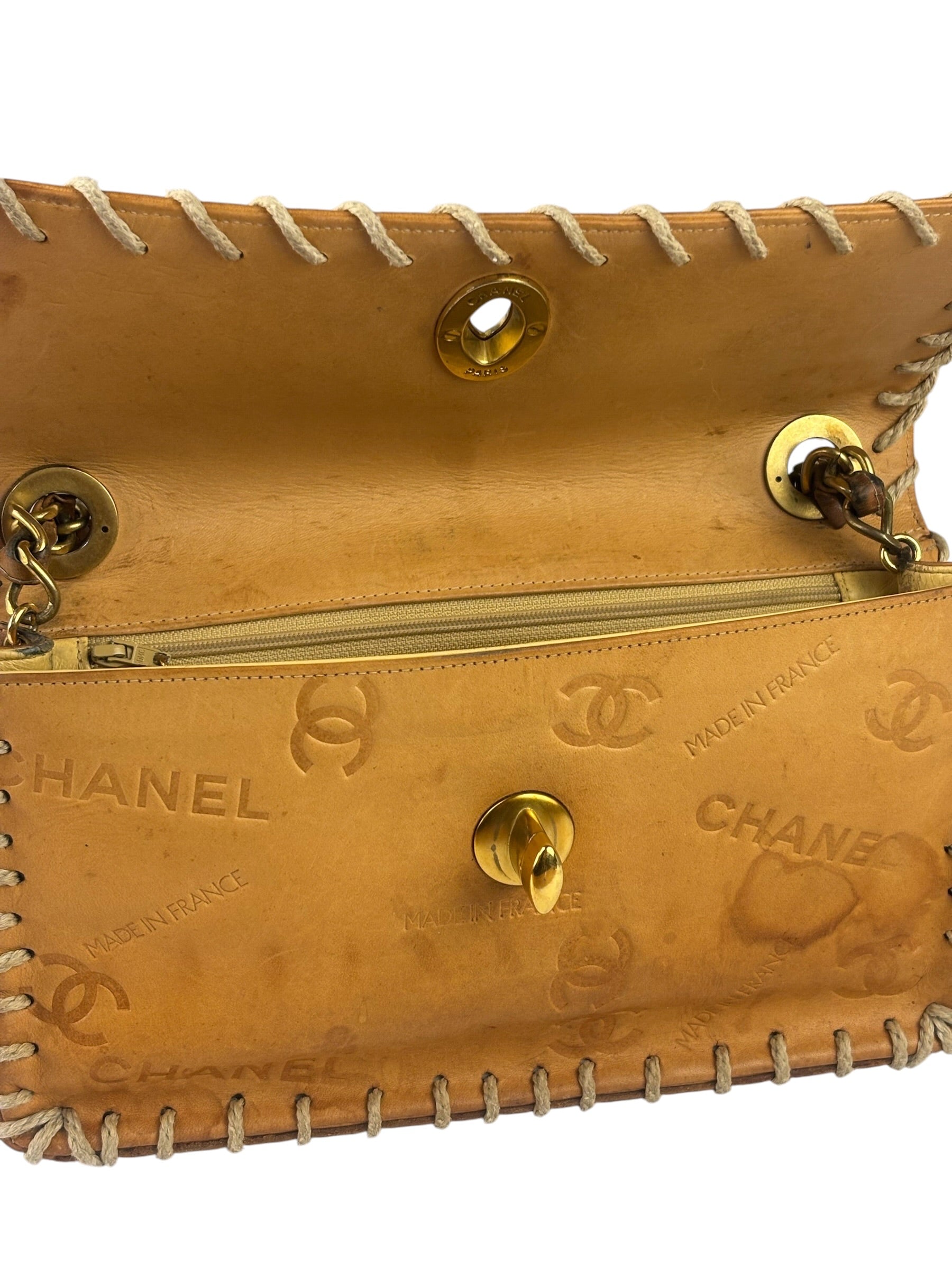 Chanel Brown Leather Western Embossed CC Flap Bag