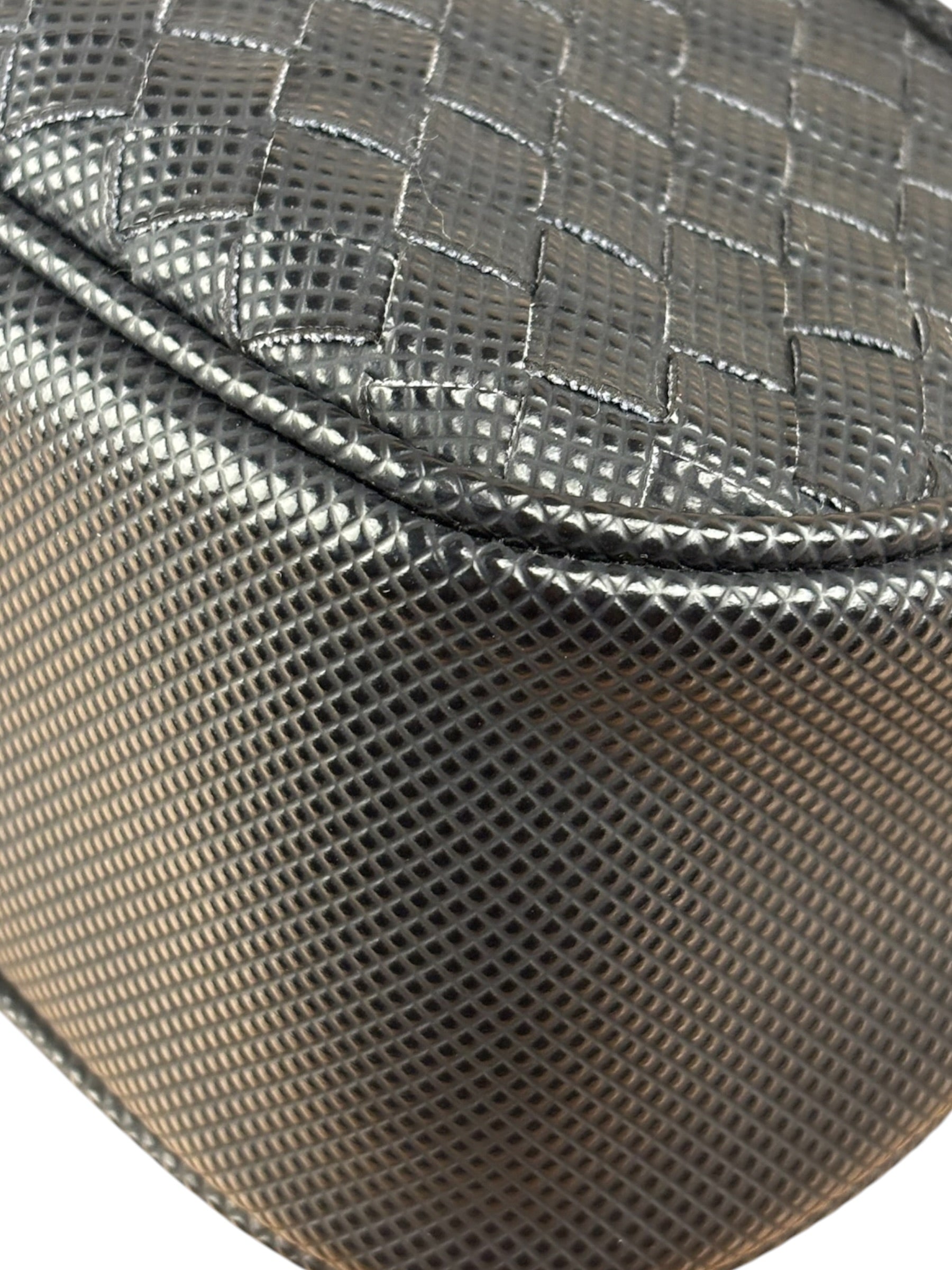 Bottega Veneta Black Coated Canvas PVC Shoulder Bag