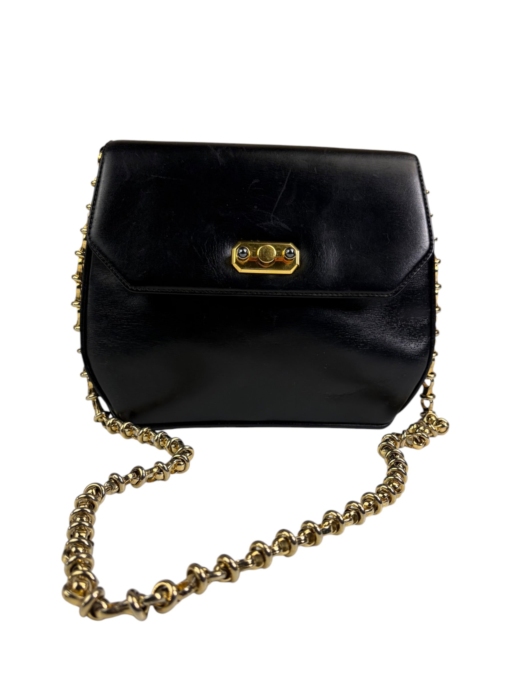 Gucci Black Leather Flap Crossbody Bag