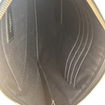 Yves Saint Laurent Black Leather Logo Zipped Tablet Pouch Clutch