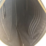 Yves Saint Laurent Black Leather Logo Zipped Tablet Pouch Clutch