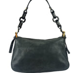 Fendi Shiny Black Suede Small Baguette