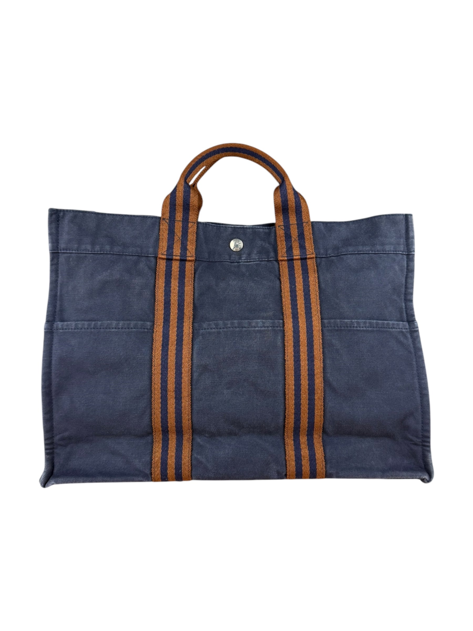 Hermes Vintage Large Navy Canvas Tote