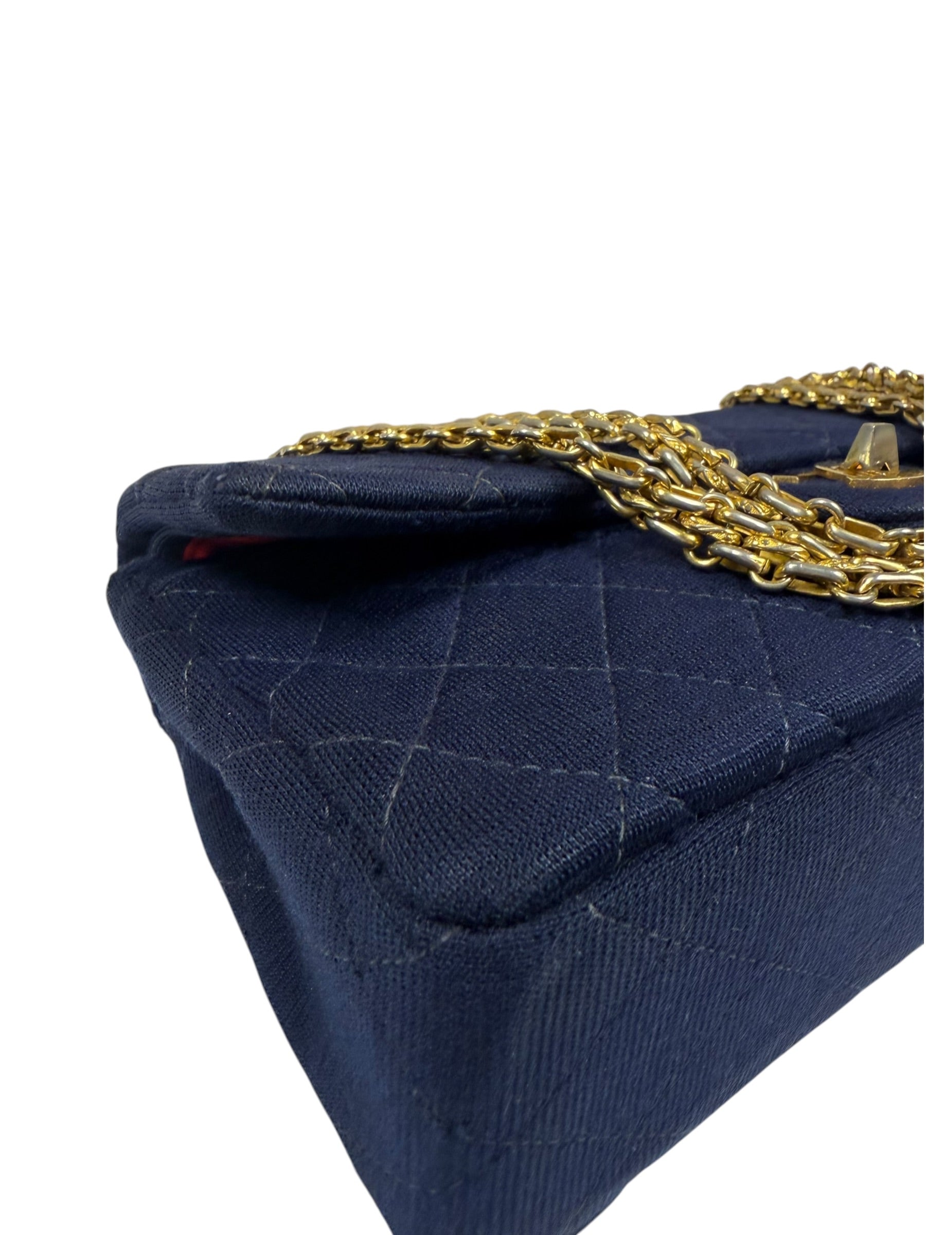 Chanel Navy Quilted Denim Double Flap Bag