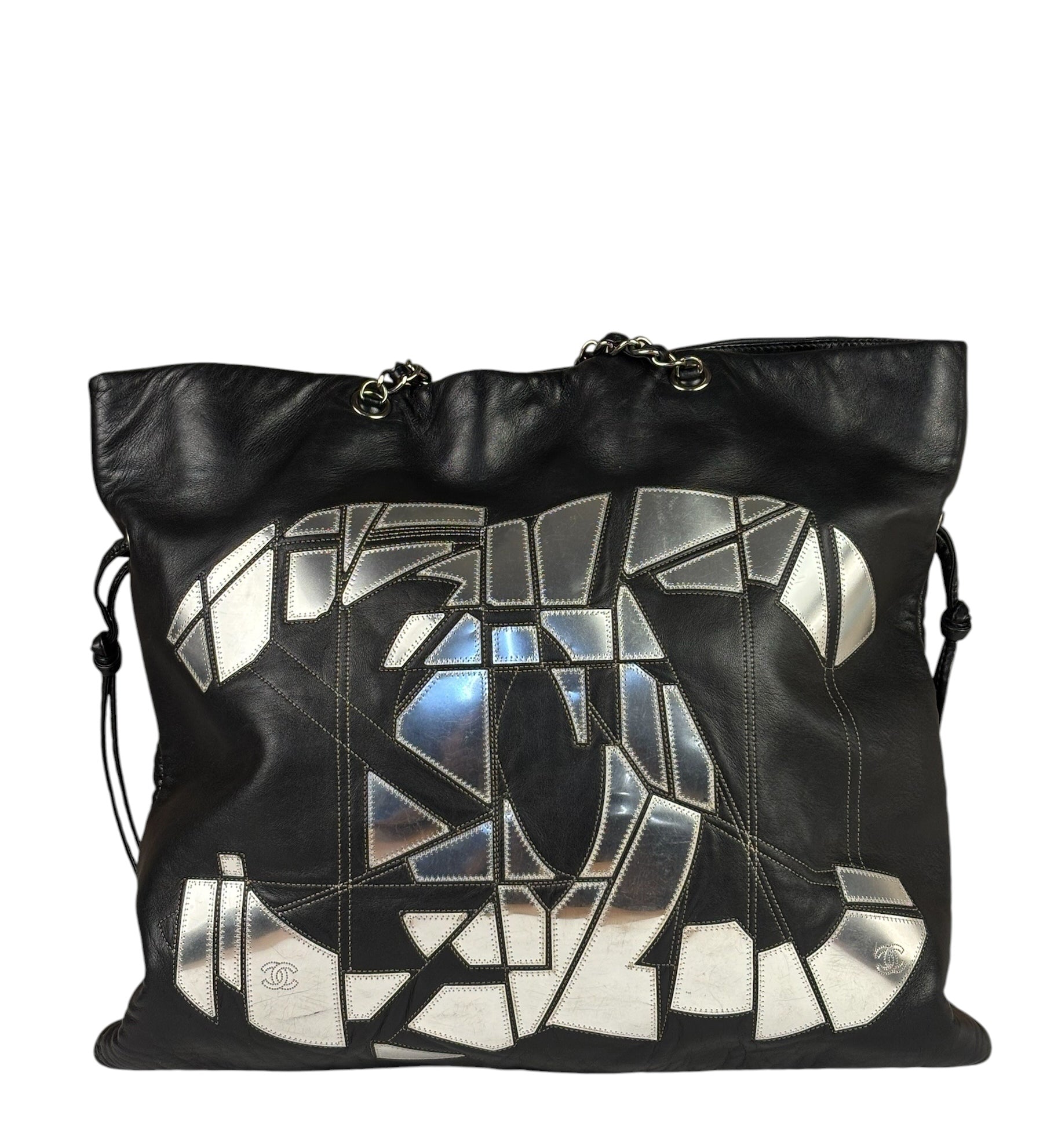 Chanel Black Leather CC Mirrored Mosaic Chain Tote 2008
