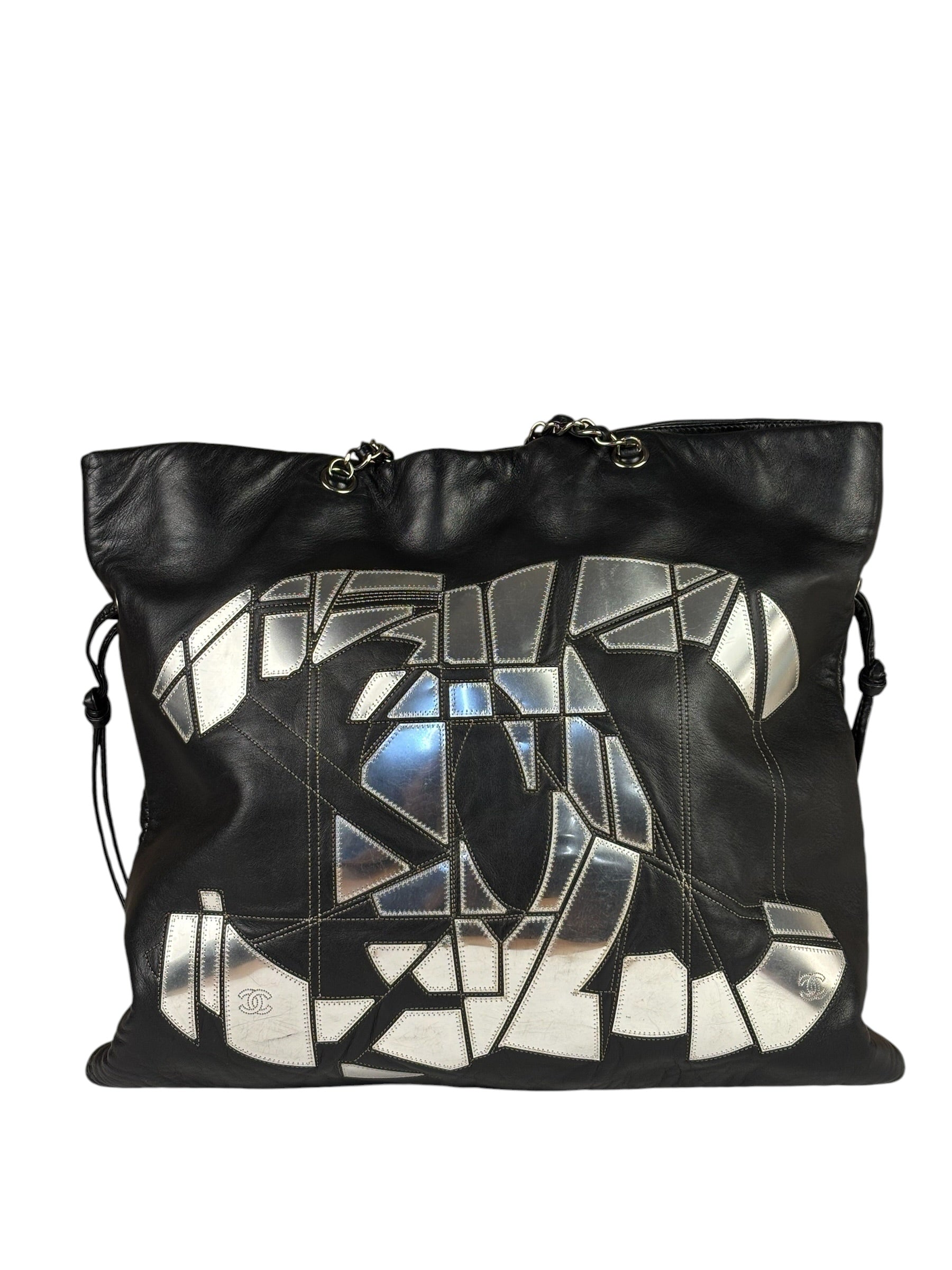 Chanel Black Leather CC Mirrored Mosaic Chain Tote 2008