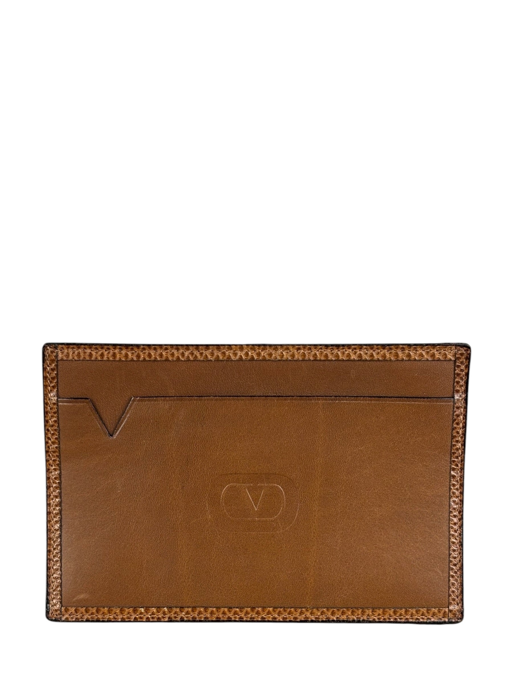 Valentino Brown Tan Leather Flat Pouch