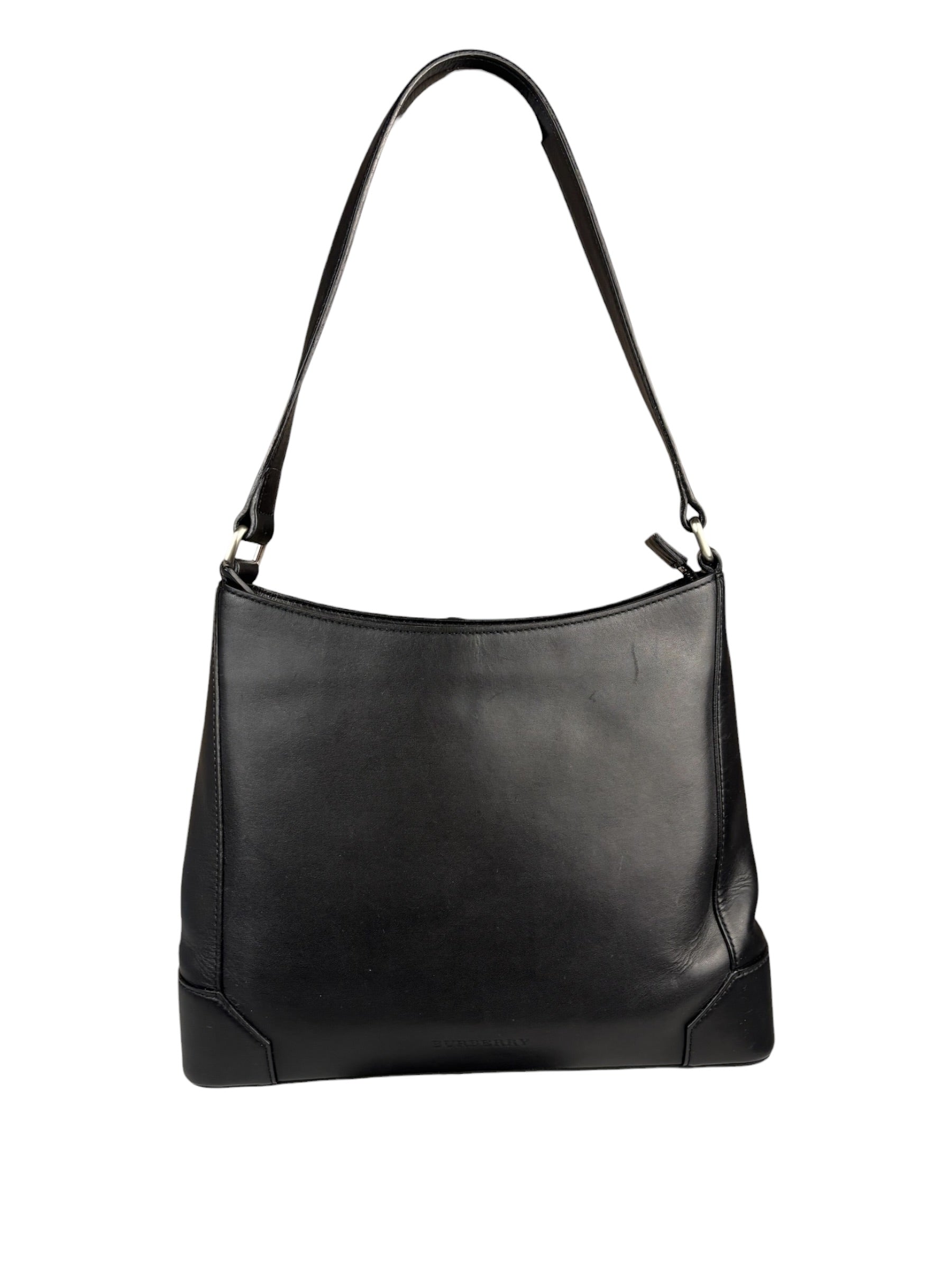Burberry Black Leather Hobo Bag
