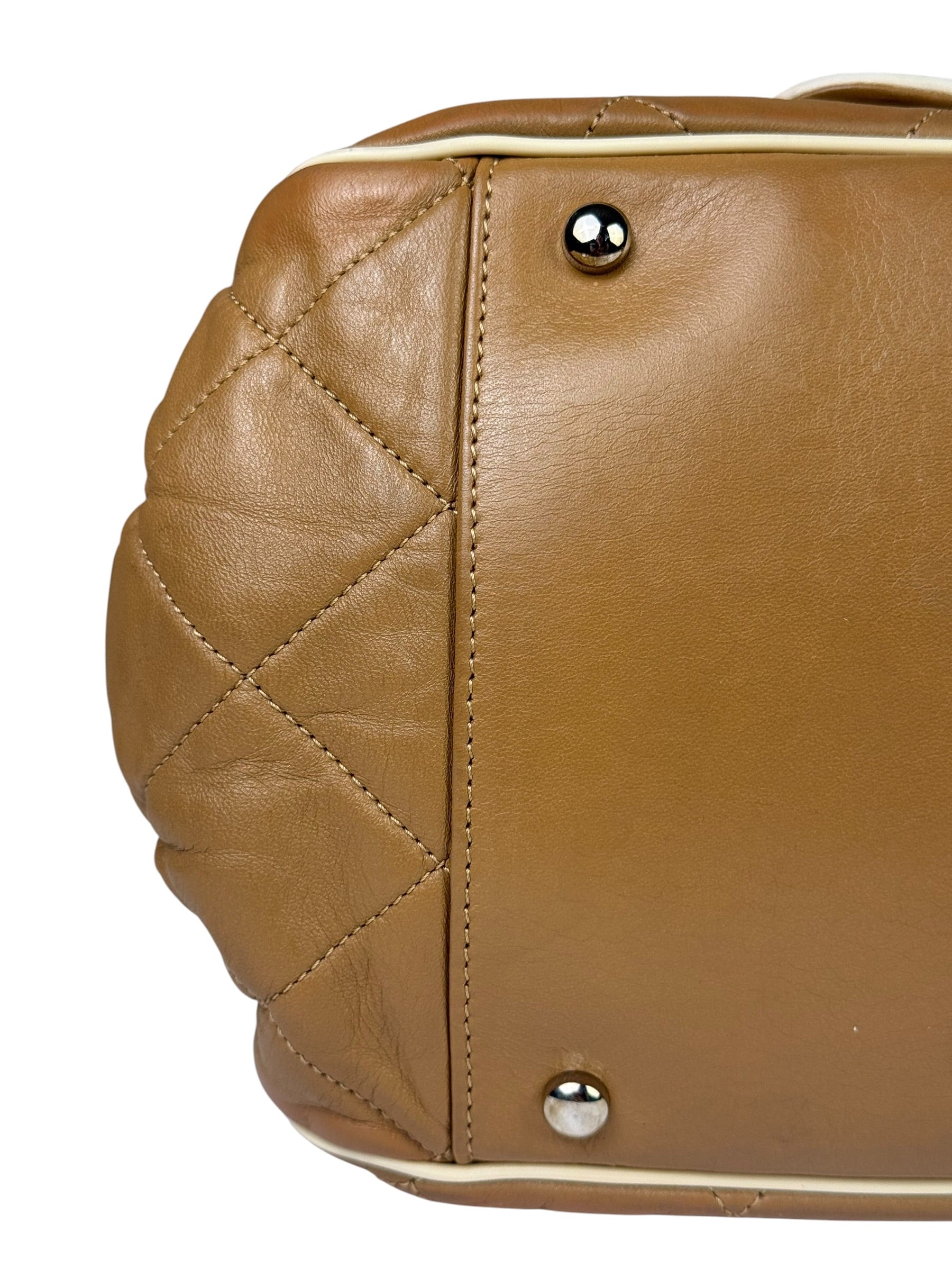 Chanel East/West Accordion Chain Beige Flap Bag 2008