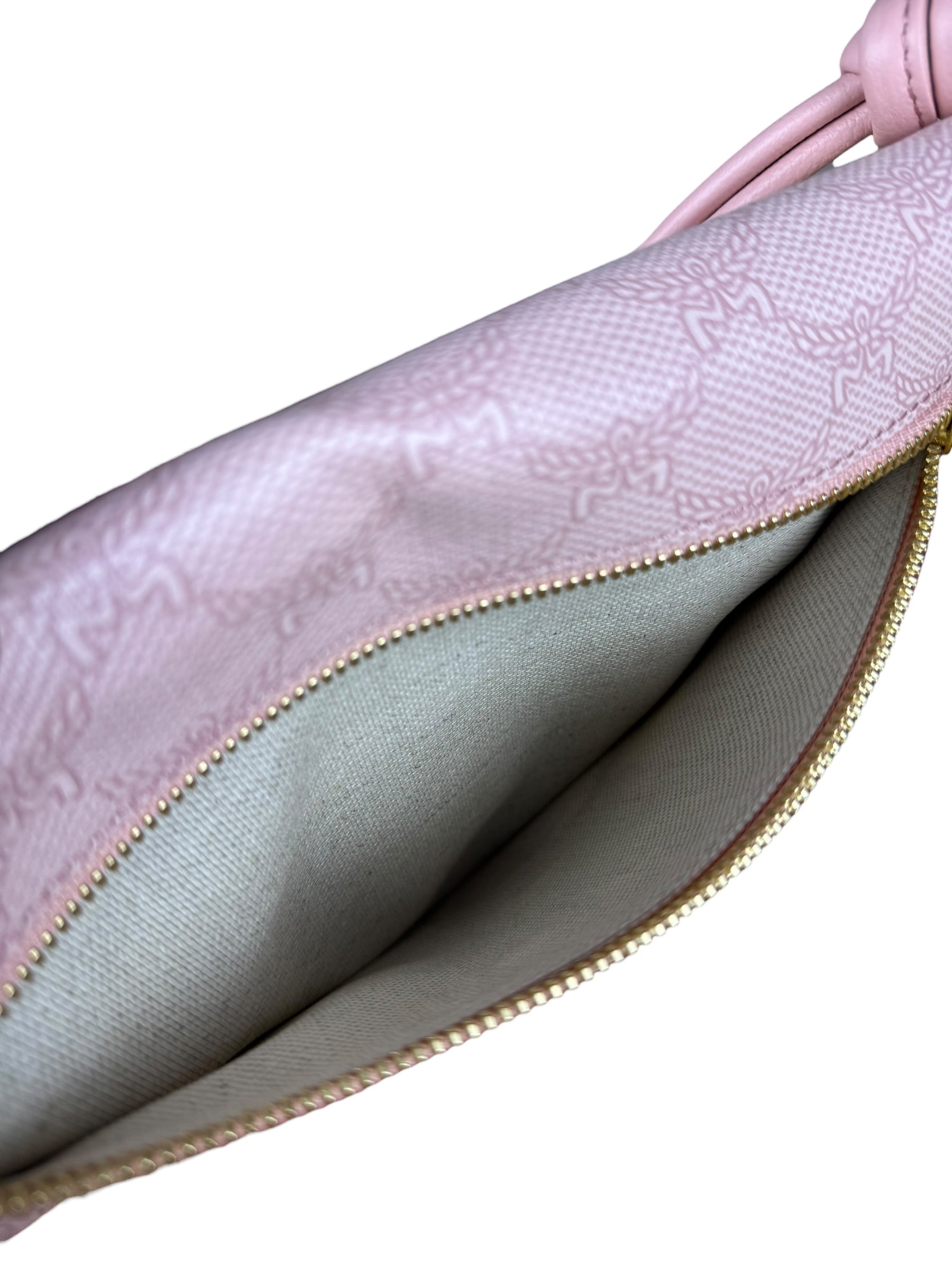 MCM Pink Triangle Logo Fold-Over Shoulder Bag