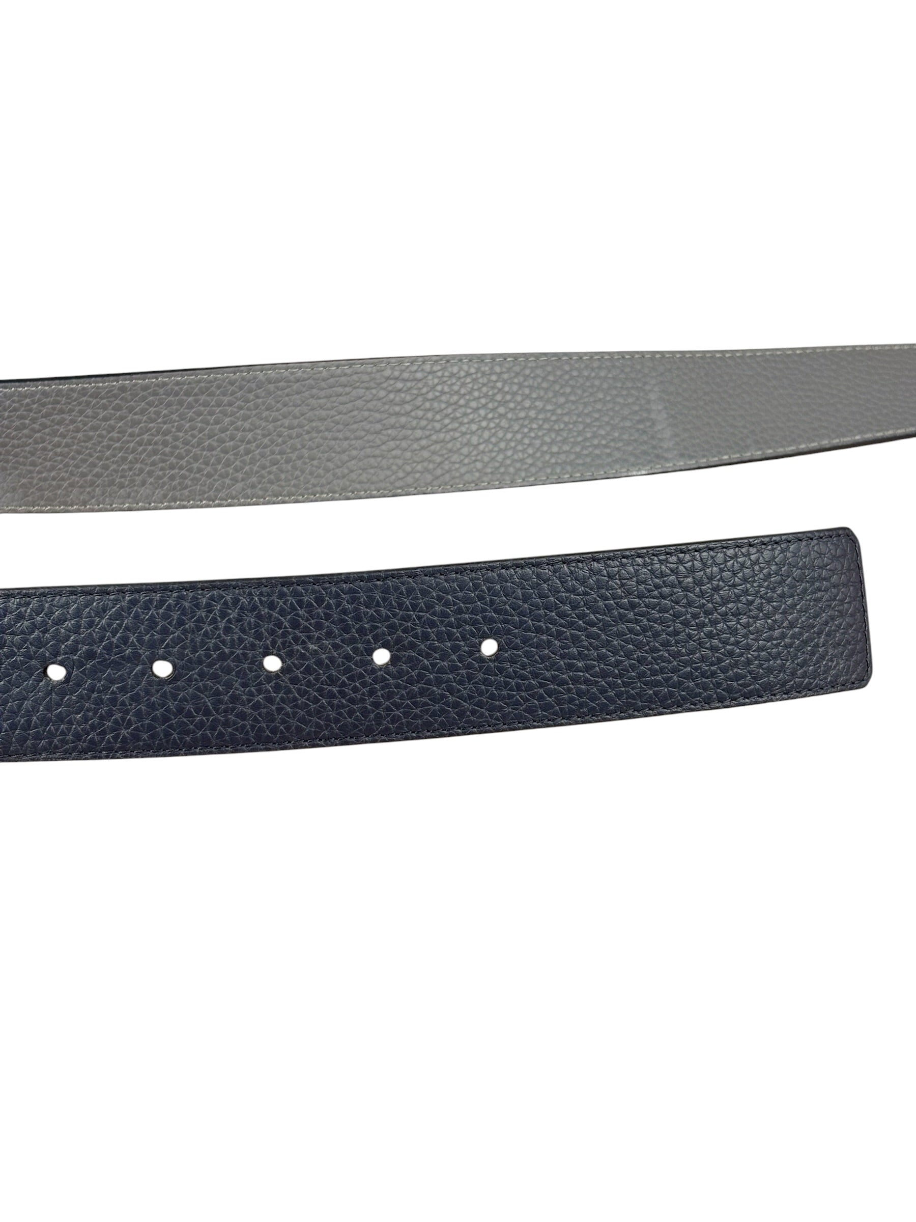 Louis Vuitton Reversible Blue/Grey Leather Logo Belt