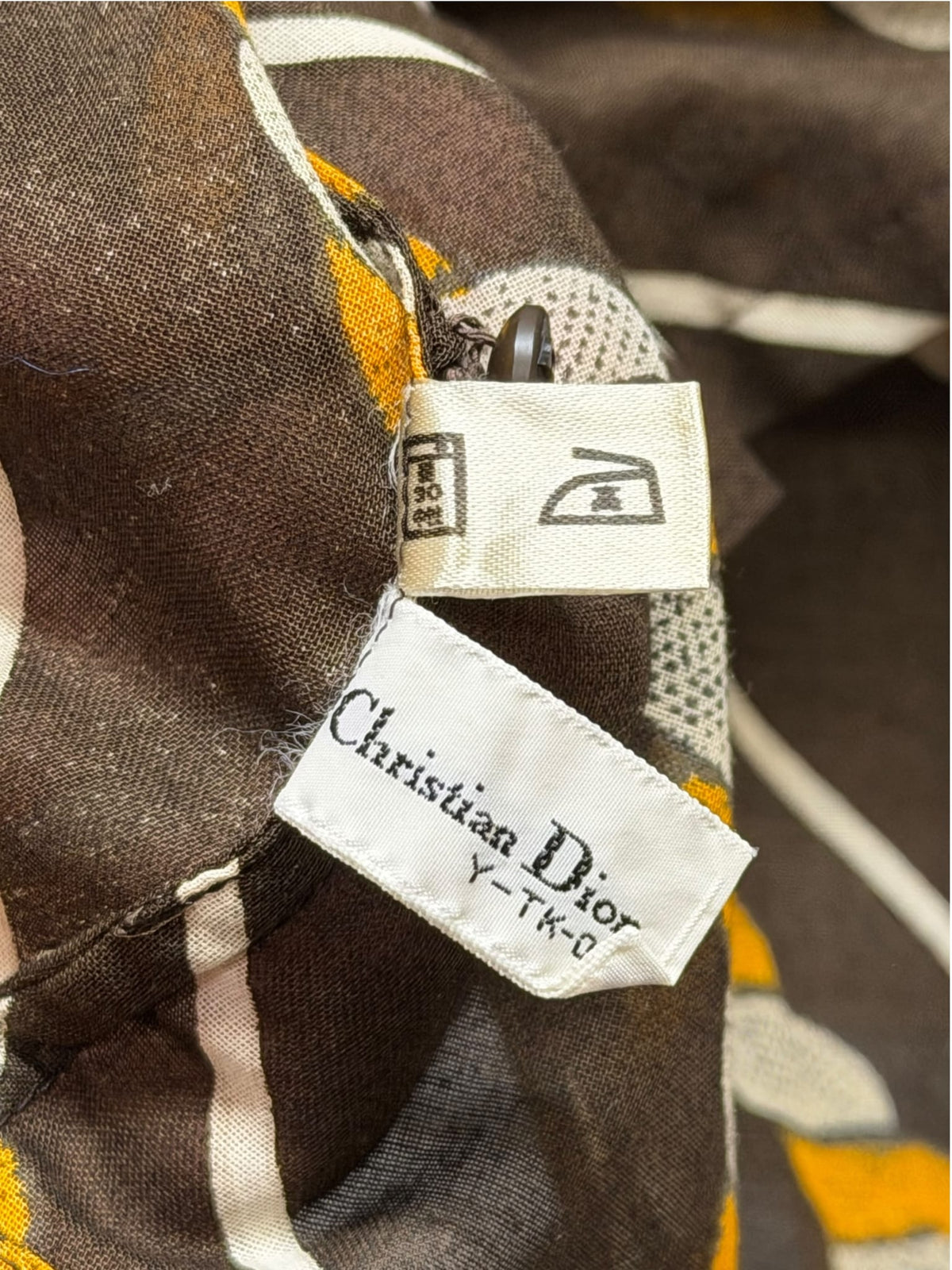90s Christian Dior Dagger Loop Collar Cotton Rope Print Sleeve Shirt