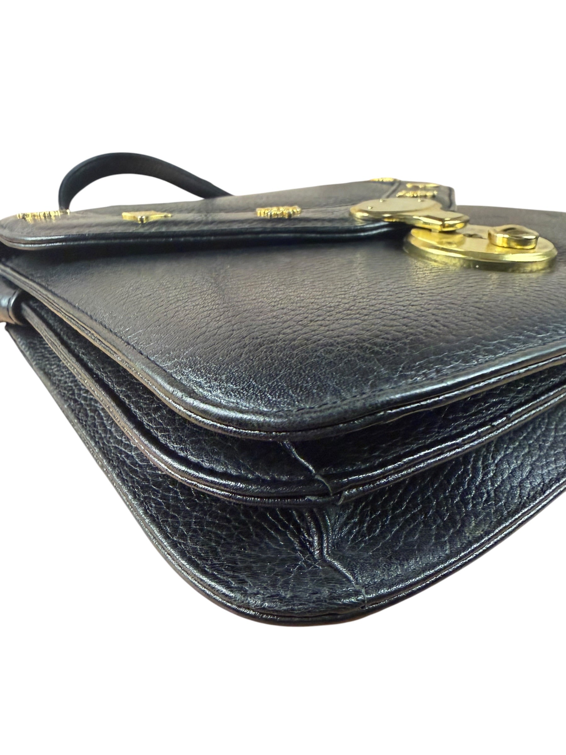 MCM Vintage Black Leather Crossbody Bag