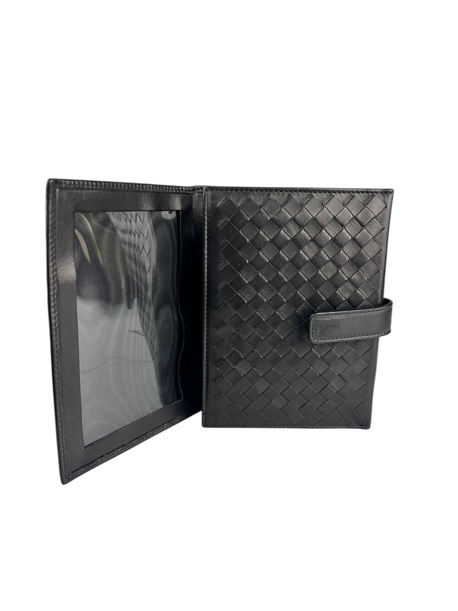 Bottega Veneta Intercciato Black Passport Holder