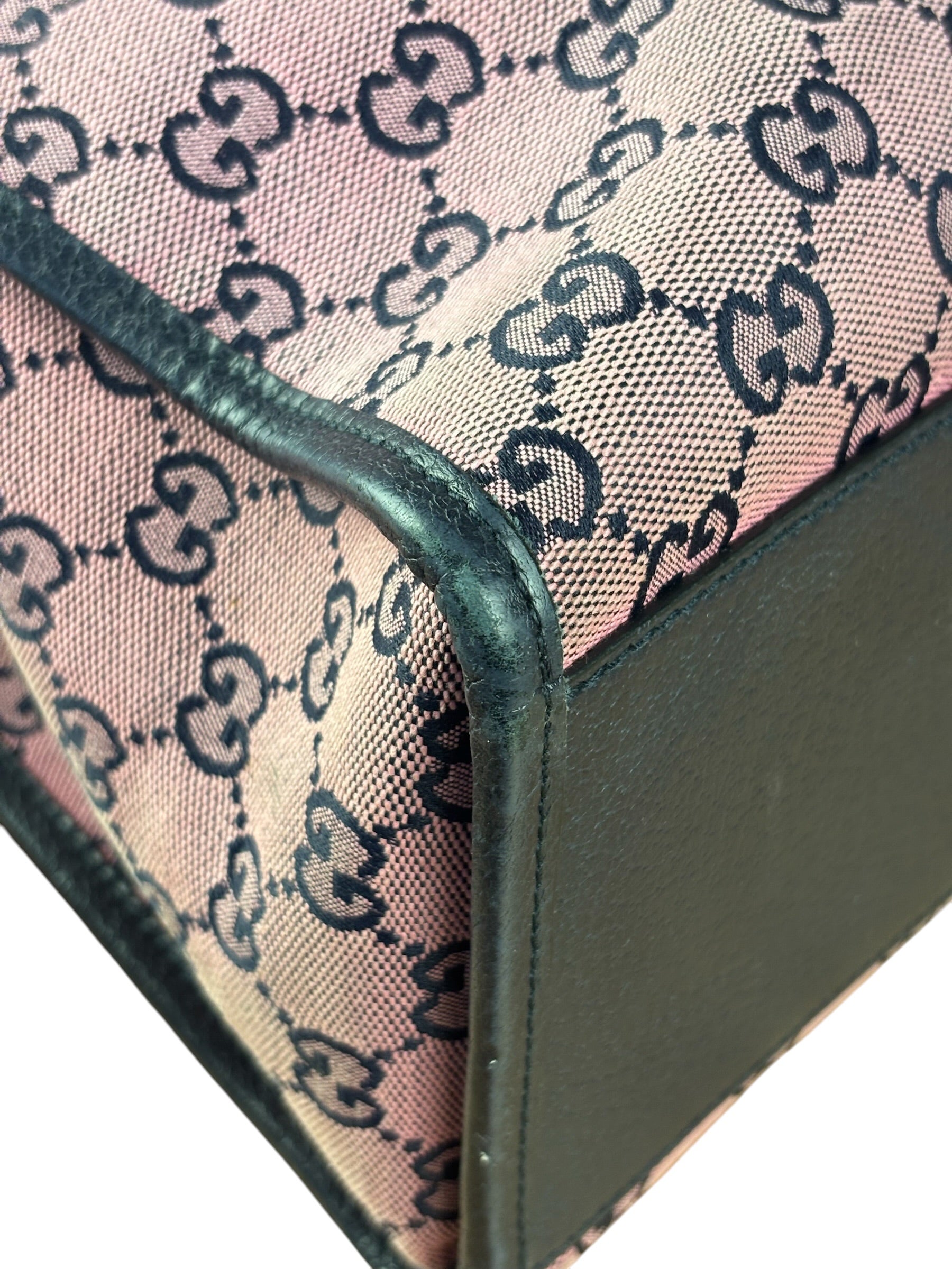 Gucci Bicolor Leather Trim GG Canvas Two-Way Tote Bag
