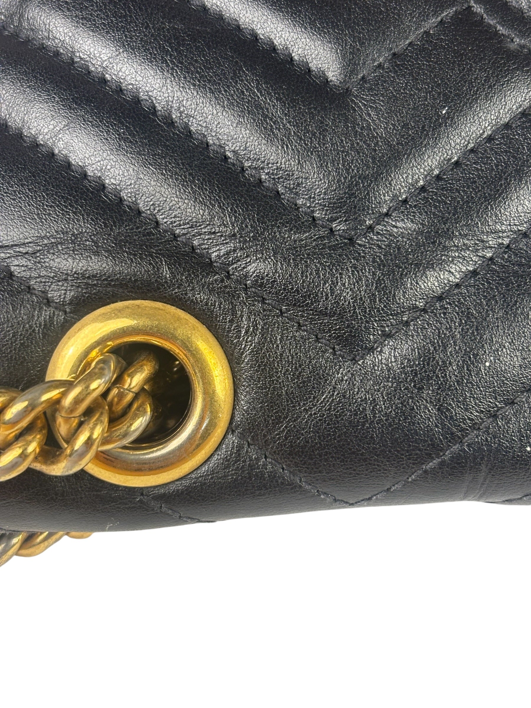 Gucci GG Black Marmont Leather Medium Shoulder Bag