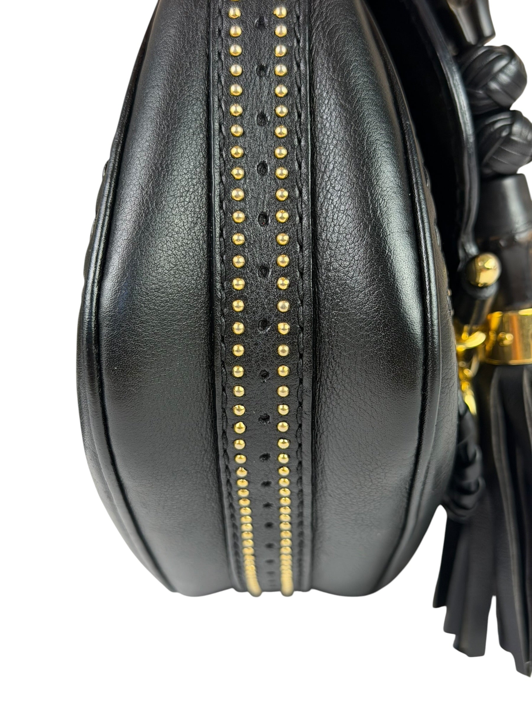 Gucci Black Leather Snaffle Bit Shoulder Bag