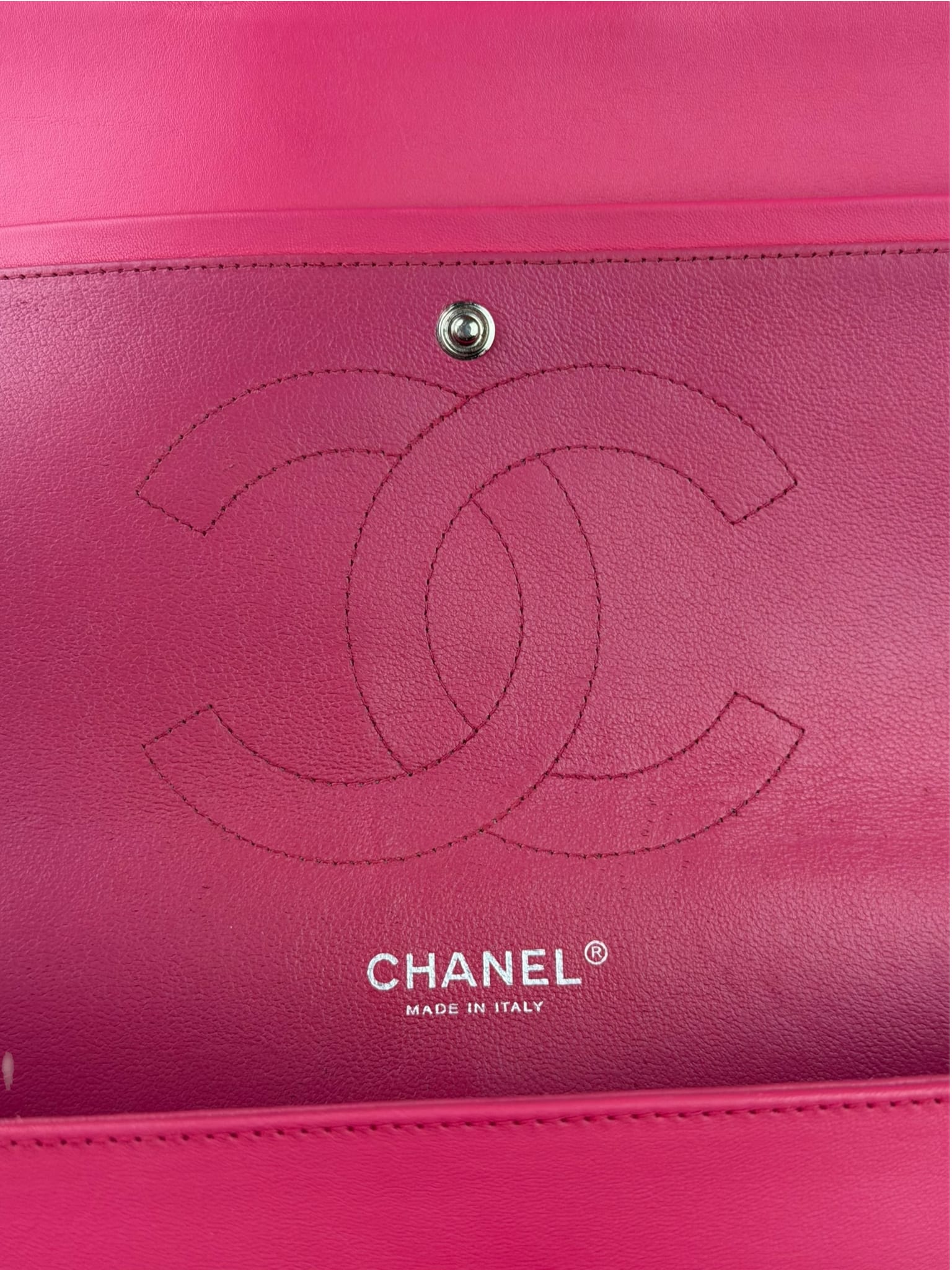 Chanel Hot Pink Large Patent Leather Double Flap Shoulder Bag 2014
