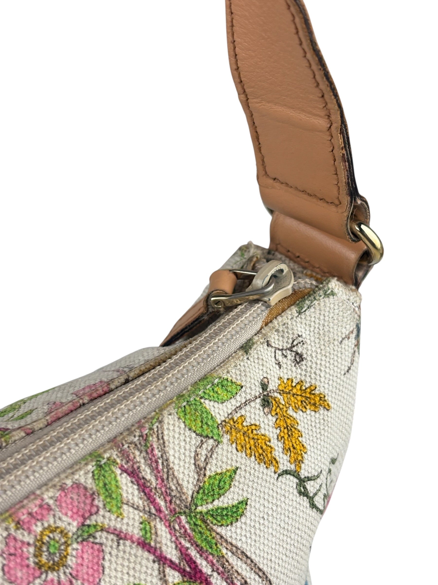 Gucci Vintage Leather/Canvas Blooms Crossbody