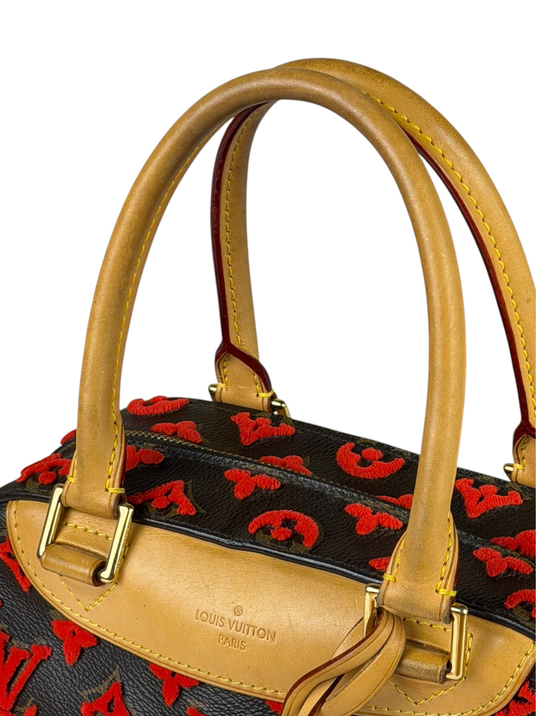 Louis Vuitton Limited Edition Deauville Cube Rosso Handbag Red