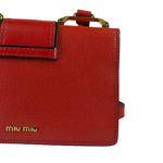 Miu Miu Red Leather Lady Jeweled Flap Bag