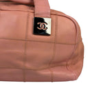 Chanel Pink Caviar Leather Chocolate Bar Bowler Bag 2003