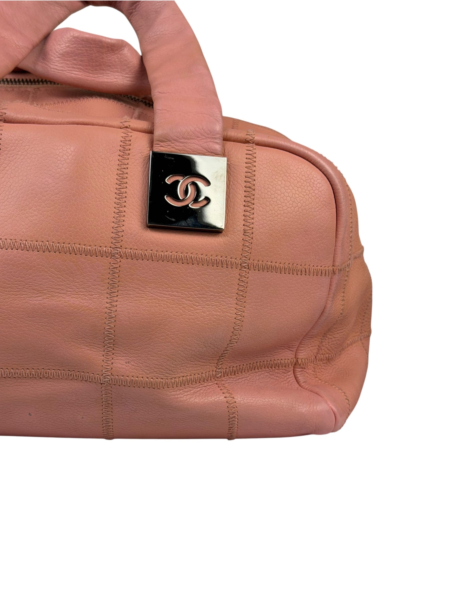 Chanel Pink Caviar Leather Chocolate Bar Bowler Bag 2003