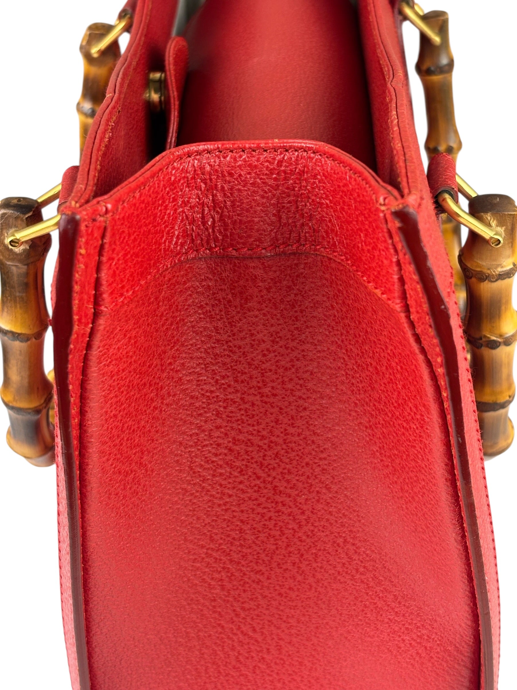 Gucci Red Leather Diana Bamboo Handle Tote