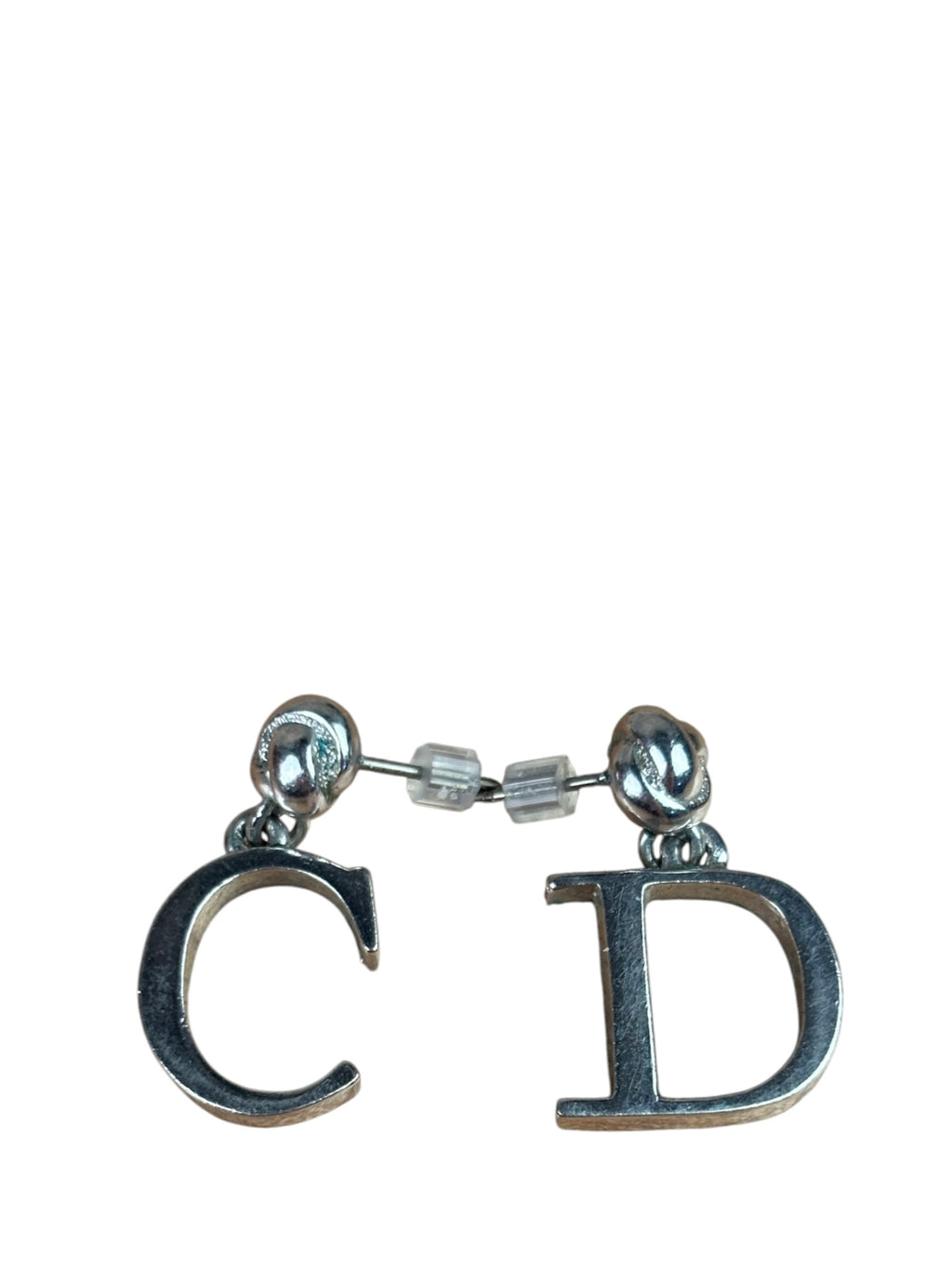 Christian Dior Silver D&C Charm Navy Drop Earring