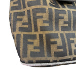 Fendi Brown Leather Trim Zucca Hobo Baguette