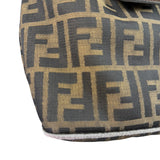 Fendi Brown Leather Trim Zucca Hobo Baguette