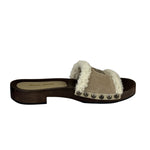 Miu Miu Suede Lining Dyed Sheep Fur Wooden Sandals