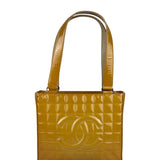 Chanel Vintage Yellow Leather Chocolate Bar Patent Tote Bag 2002