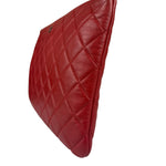 Chanel Vintage Red Leather Classics O-Case Clutch 1992
