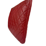 Chanel Vintage Red Leather Classics O-Case Clutch 1992